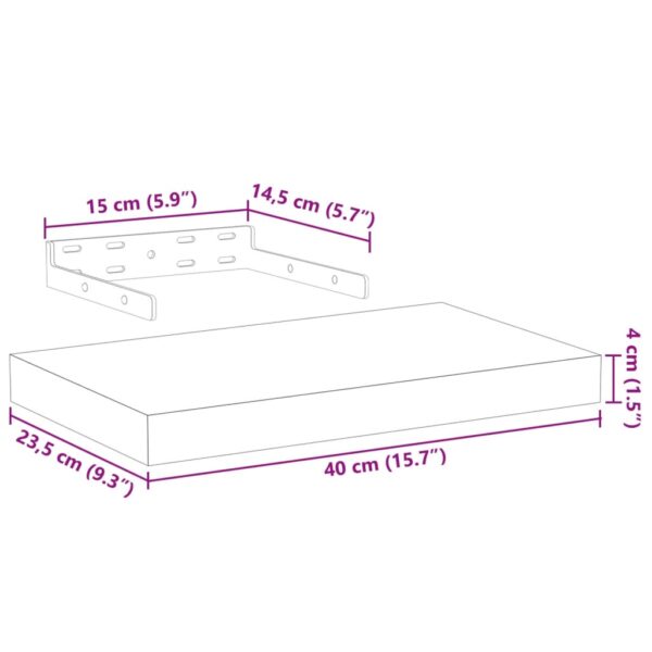 Prateleiras flutuantes 2 pcs 40x23,5x4 cm derivados de madeira - Image 8