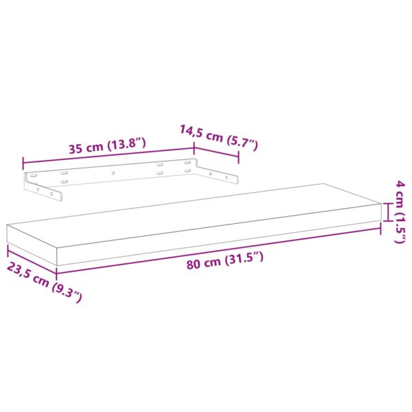 Prateleiras flutuantes 4 pcs 80x23,5x4 cm derivados de madeira - Image 8