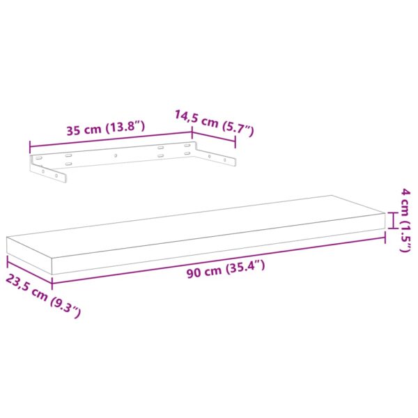 Prateleiras flutuantes 2 pcs 90x23,5x4 cm derivados de madeira - Image 8