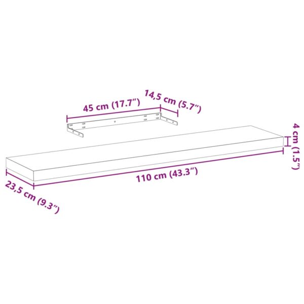 Prateleiras flutuantes 2 pcs 110x23,5x4 cm derivados de madeira - Image 8