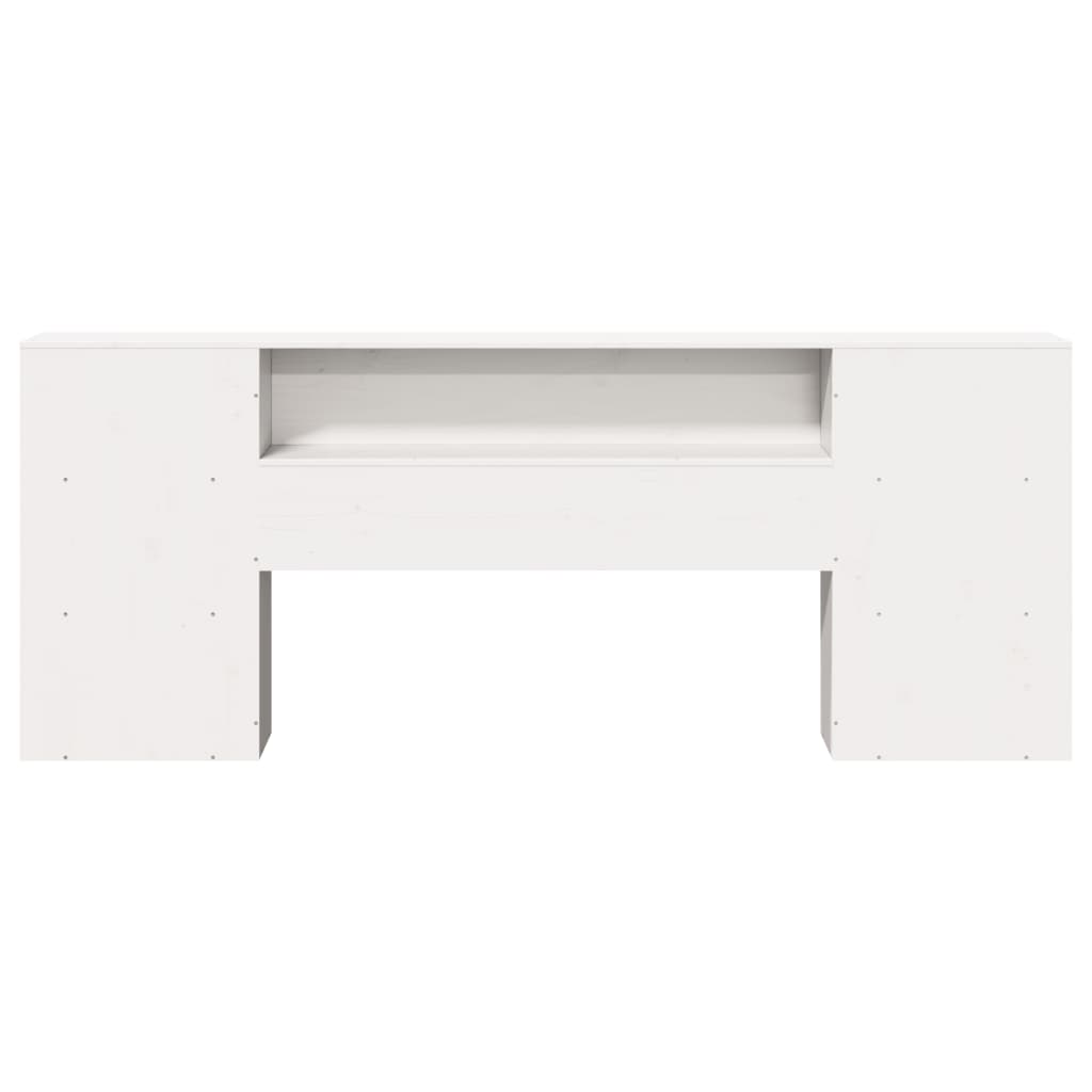 Cabeceira com arrumação 200 cm madeira de pinho maciça branco - Image 3