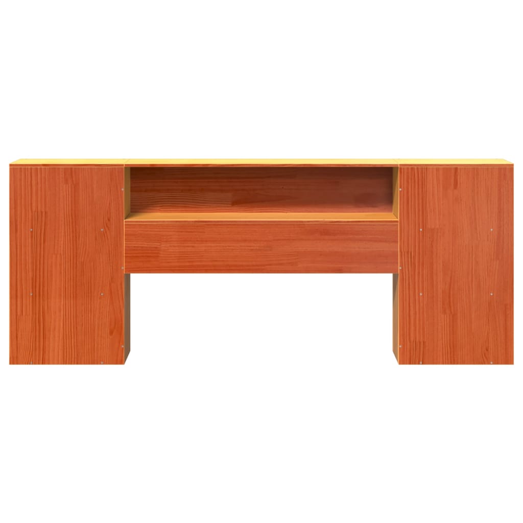 Cabeceira com arrumação 200 cm pinho maciço castanho-mel - Image 3
