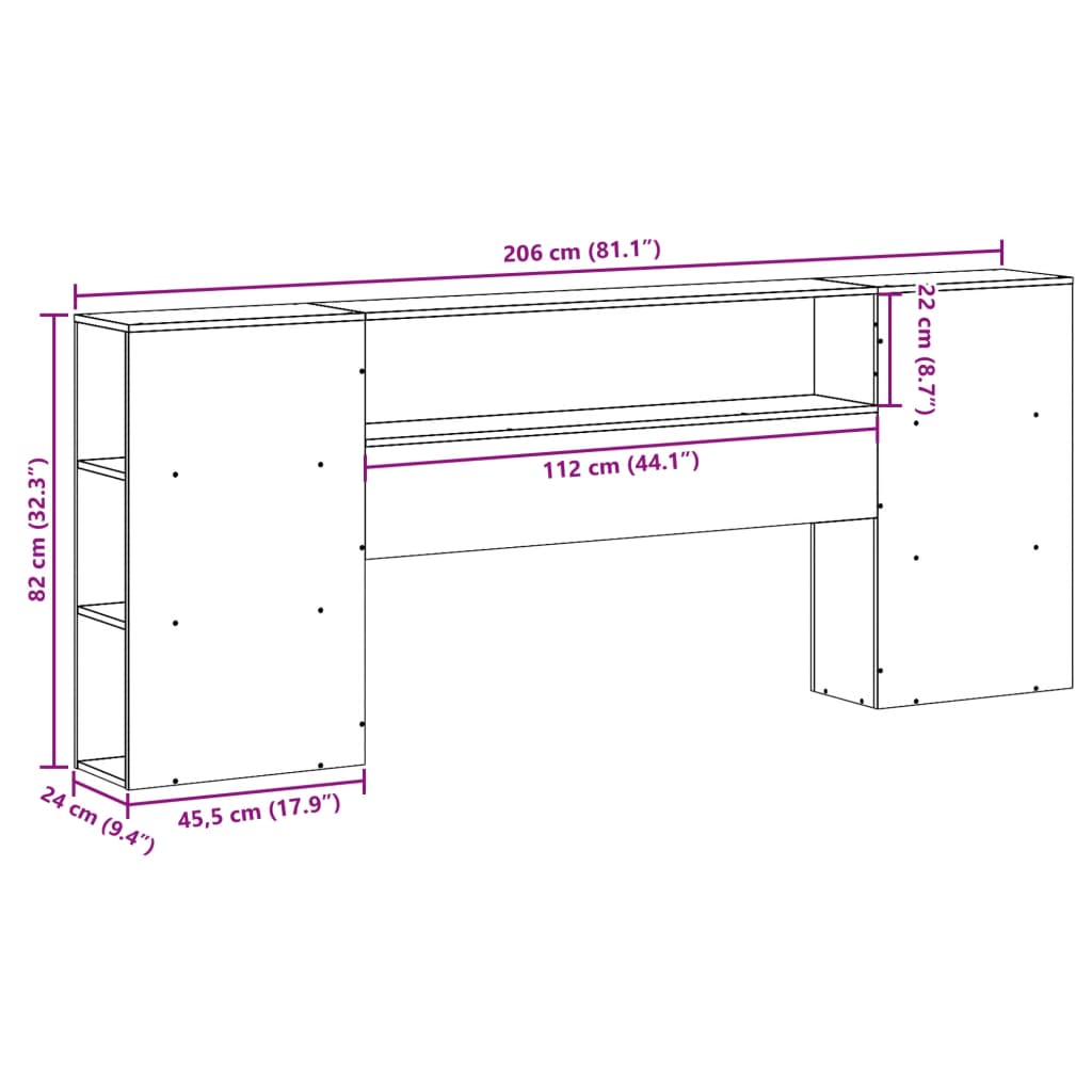 Cabeceira com arrumação 200 cm pinho maciço castanho-mel - Image 9