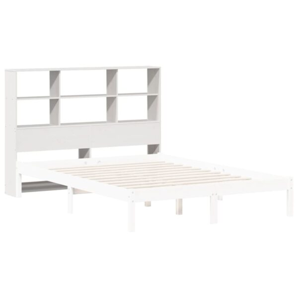 Cabeceira com arrumação 150 cm madeira de pinho maciça branco - Image 6