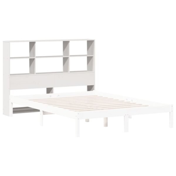Cabeceira com arrumação 135 cm madeira de pinho maciça branco - Image 6
