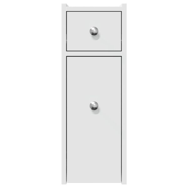 Aparador de WC estreito com rodas derivados de madeira branco - Image 3