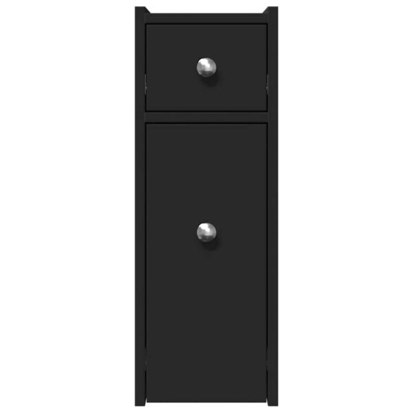 Aparador de WC estreito com rodas derivados de madeira preto - Image 3