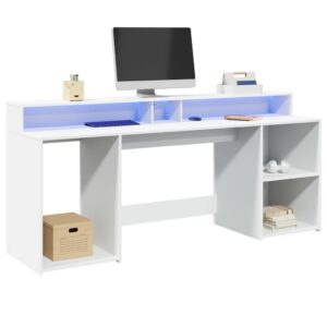 Secretária c/ luzes LED 160x55x91cm derivados de madeira branco