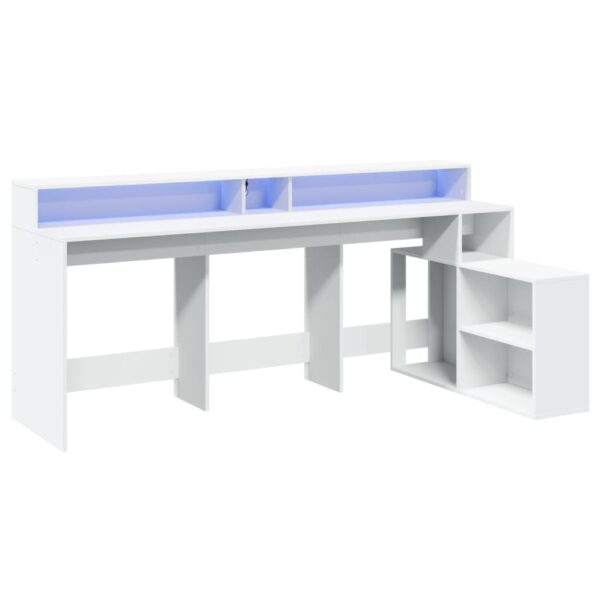 Secretária c/ luzes LED 200x104x91 cm derivados madeira branco - Image 2