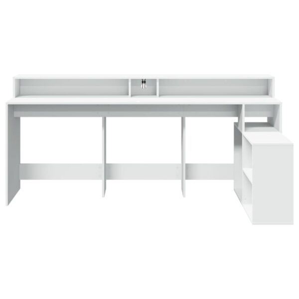 Secretária c/ luzes LED 200x104x91 cm derivados madeira branco - Image 5
