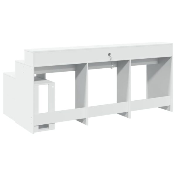 Secretária c/ luzes LED 200x104x91 cm derivados madeira branco - Image 7