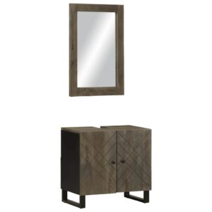 Conjunto mobiliário casa banho 2 pcs madeira maciça preto manga
