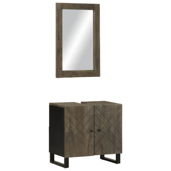 Conjunto mobiliário casa banho 2 pcs madeira maciça preto manga