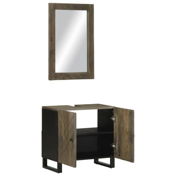 Conjunto mobiliário casa banho 2 pcs madeira maciça preto manga - Image 4