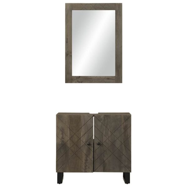 Conjunto mobiliário casa banho 2 pcs madeira maciça preto manga - Image 5