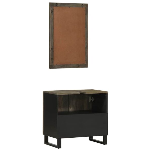 Conjunto mobiliário casa banho 2 pcs madeira maciça preto manga - Image 6