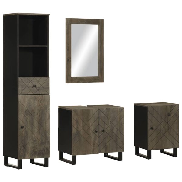 Conjunto mobiliário casa banho 4 pcs madeira maciça preto manga