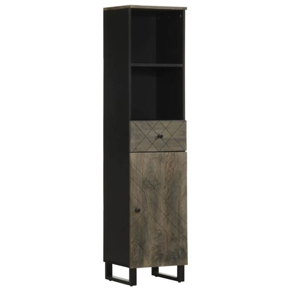 Conjunto mobiliário casa banho 4 pcs madeira maciça preto manga - Image 2