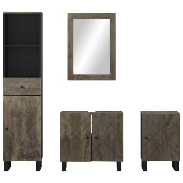 Conjunto mobiliário casa banho 4 pcs madeira maciça preto manga - Image 7