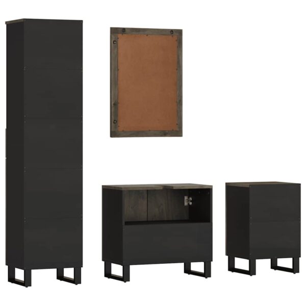 Conjunto mobiliário casa banho 4 pcs madeira maciça preto manga - Image 8