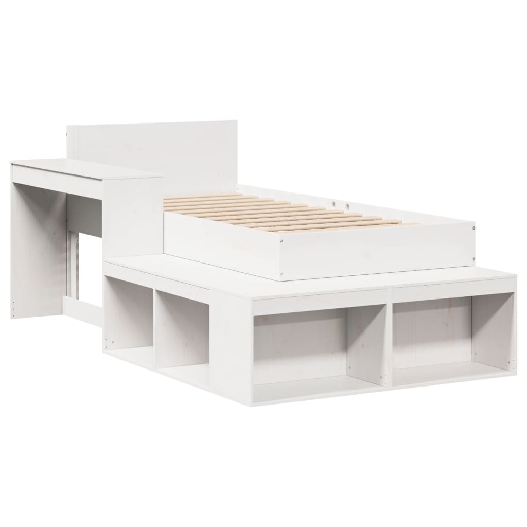 Estrutura de cama sem colchão 80x200 cm pinho maciço branco - Image 2