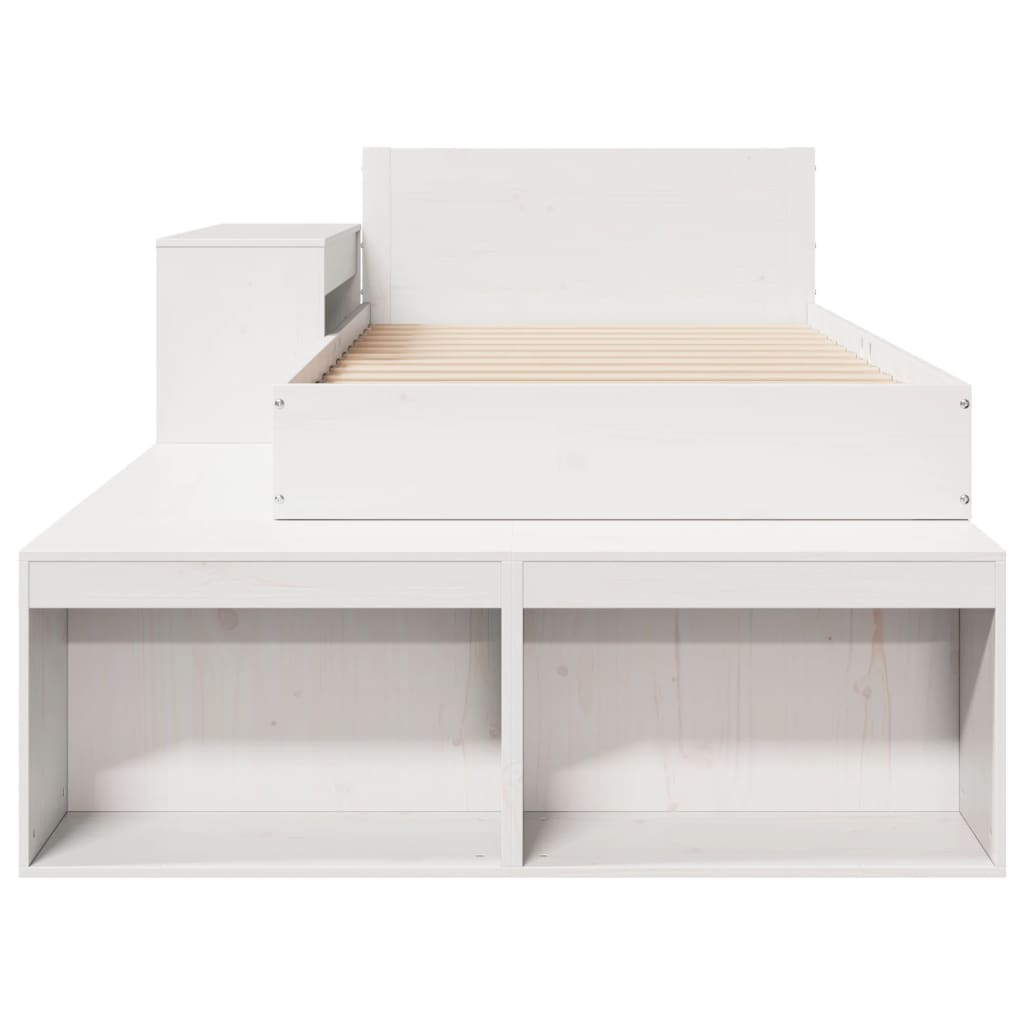 Estrutura de cama sem colchão 80x200 cm pinho maciço branco - Image 3