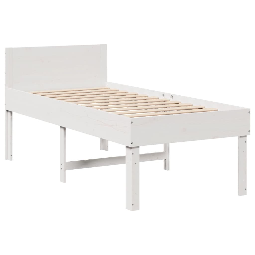 Estrutura de cama sem colchão 80x200 cm pinho maciço branco - Image 4