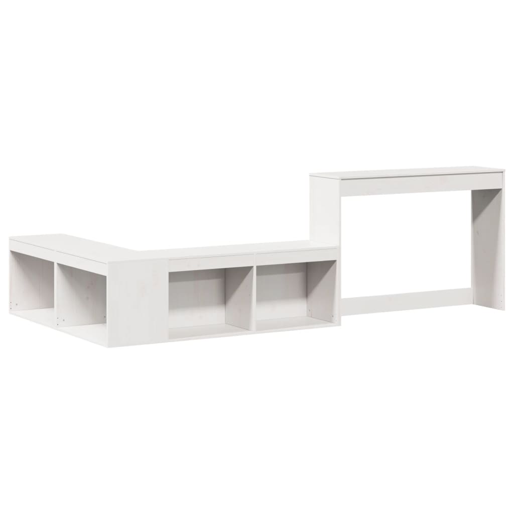 Estrutura de cama sem colchão 80x200 cm pinho maciço branco - Image 5