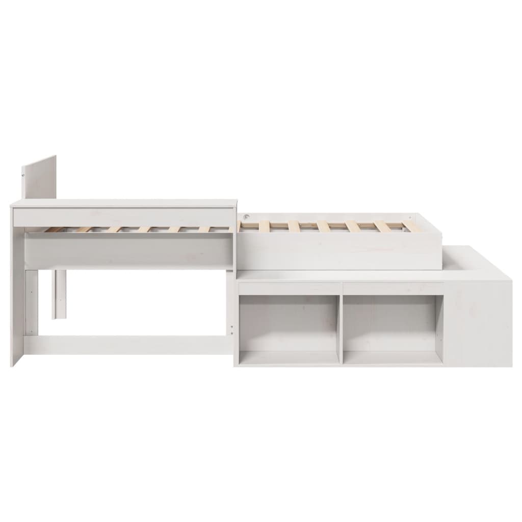 Estrutura de cama sem colchão 80x200 cm pinho maciço branco - Image 6