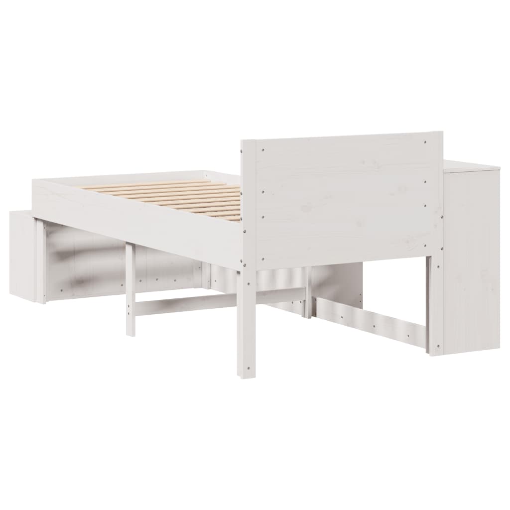 Estrutura de cama sem colchão 80x200 cm pinho maciço branco - Image 7