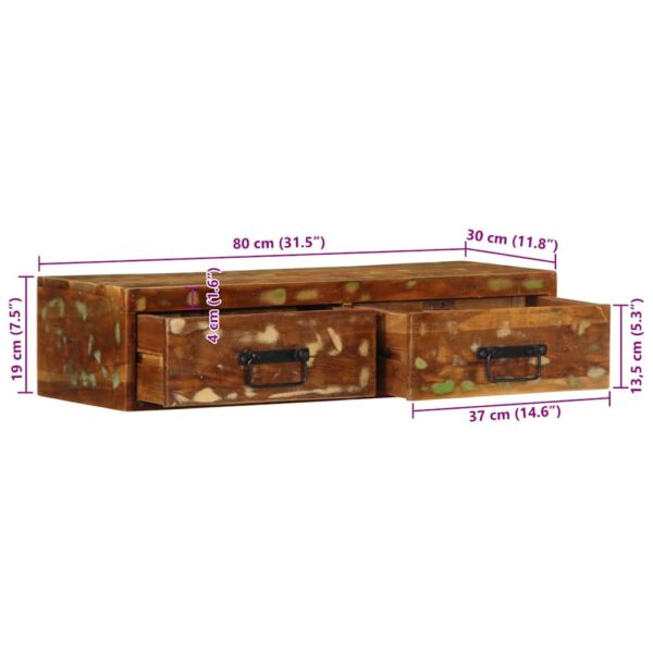 Armário de TV para parede 80x30x19 cm madeira recuperada maciça - Image 12