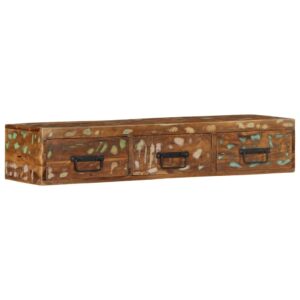 Armário de TV para parede 100x30x19cm madeira recuperada maciça