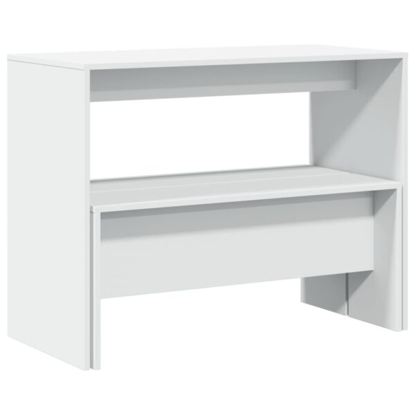 3 pcs conj. mesa de jantar e banco derivados de madeira branco - Image 6