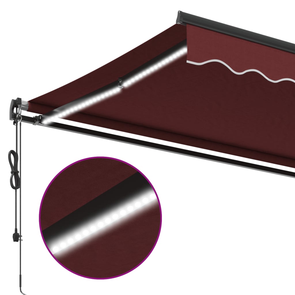 Toldo retrátil automático com luzes LED 300x250 cm bordô - Image 7