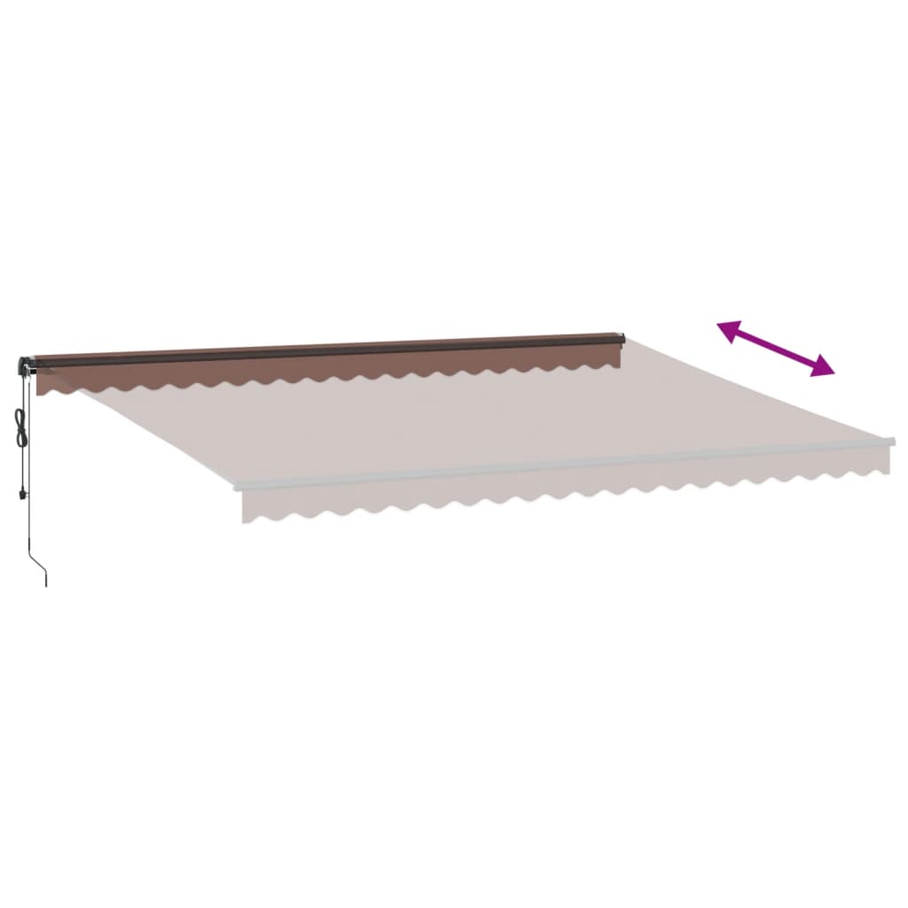 Toldo retrátil automático com luzes LED 500x300 cm castanho - Image 5