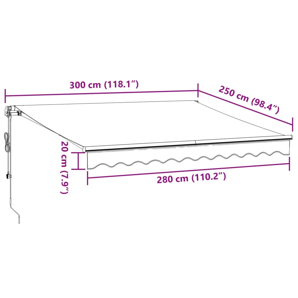 Toldo retrátil automático 300x250 cm antracite e branco - Image 10
