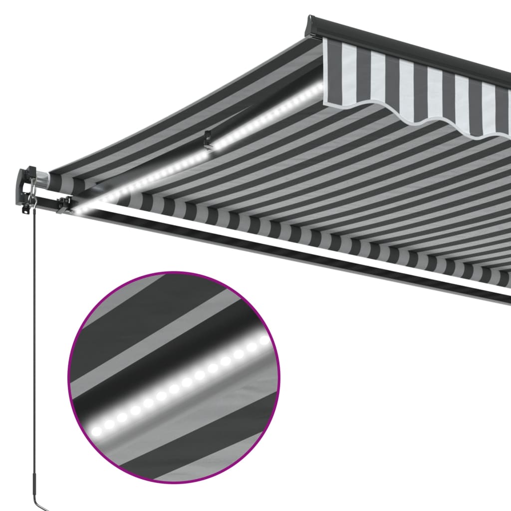 Toldo retrátil manual com luzes LEDs 400x300cm antracite/branco - Image 7