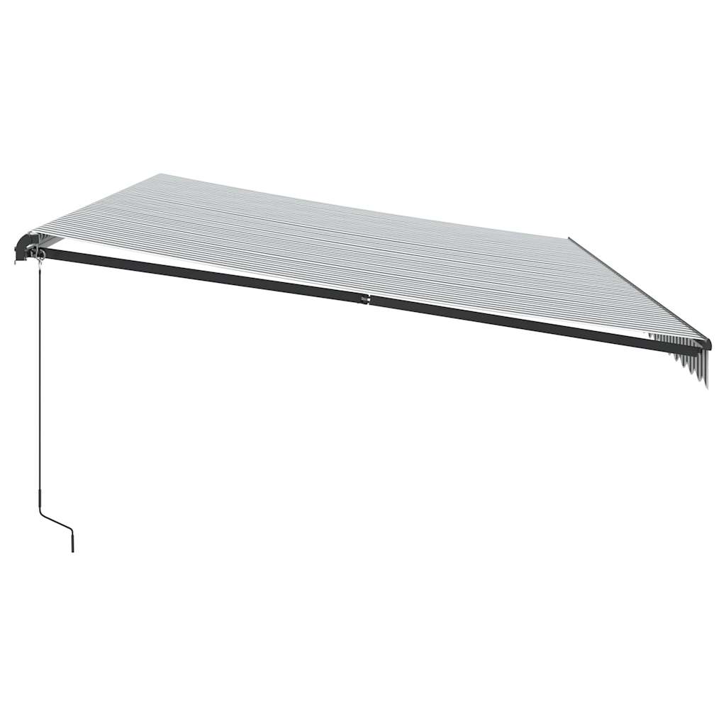 Toldo retrátil manual com luzes LEDs 600x300cm antracite/branco - Image 4