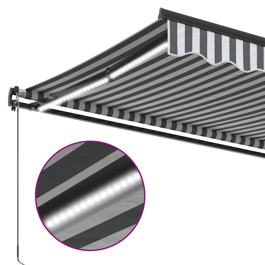 Toldo retrátil manual com luzes LEDs 600x300cm antracite/branco - Image 7