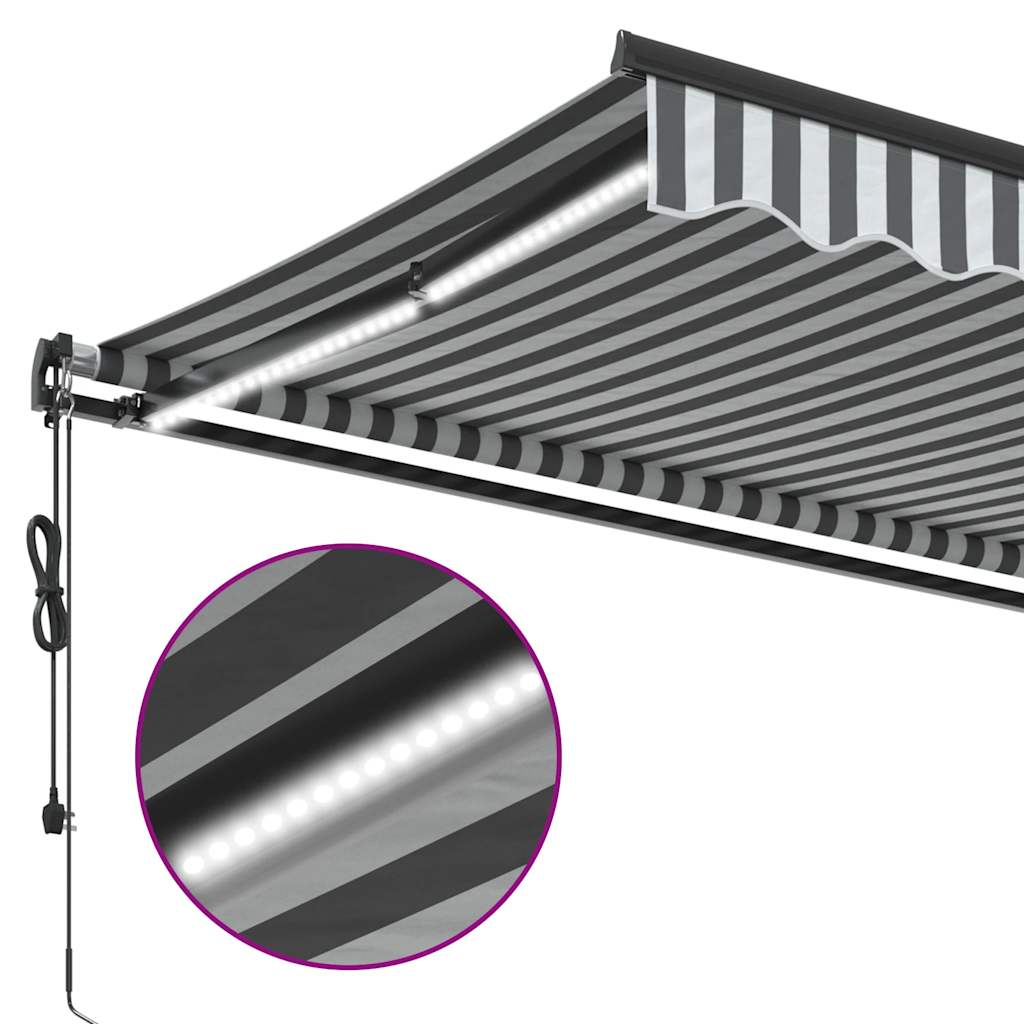 Toldo retrátil automático com LEDs 600x300 cm antracite/branco - Image 7