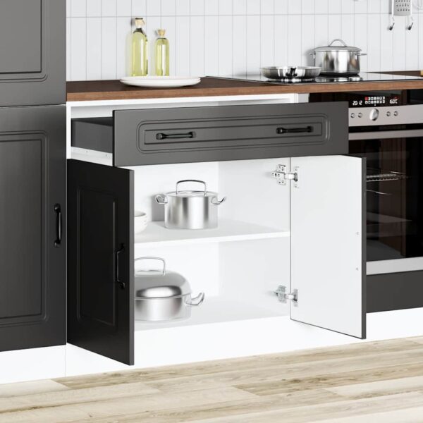 Armário de cozinha baixo Kalmar madeira artificial preto - Image 2
