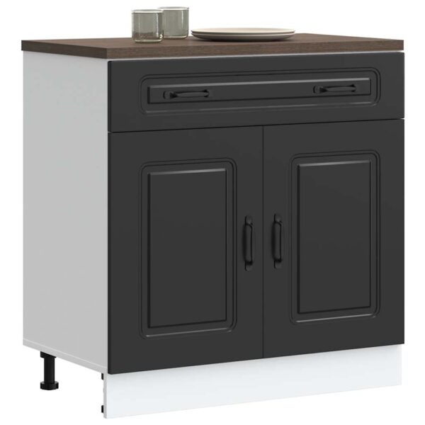 Armário de cozinha baixo Kalmar madeira artificial preto