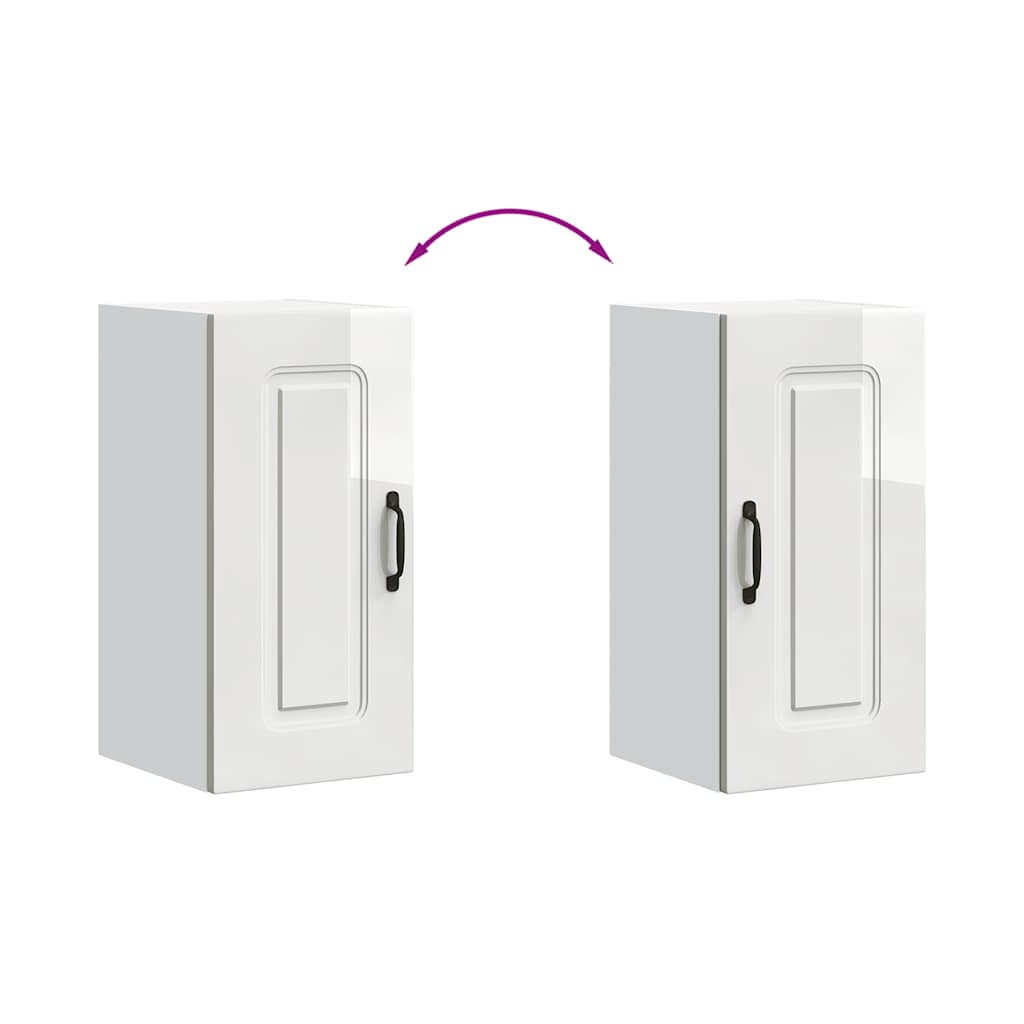 Armário de parede de cozinha Kalmar branco alto brilho - Image 6