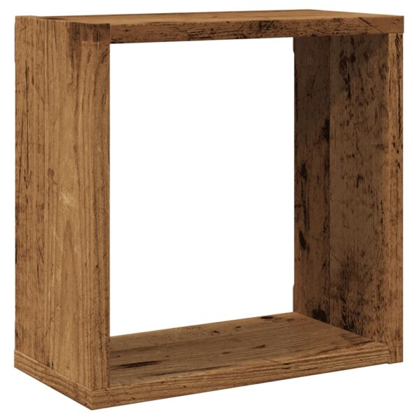 Prateleiras de parede cubos 4 pcs deriv. madeira madeira velha - Image 3