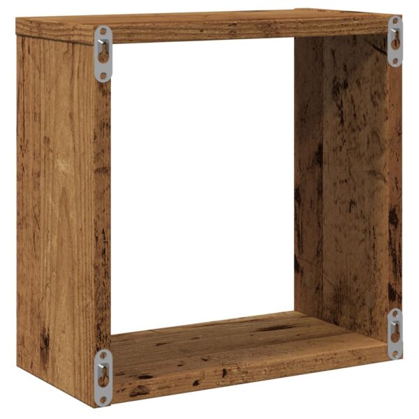 Prateleiras de parede cubos 4 pcs deriv. madeira madeira velha - Image 6