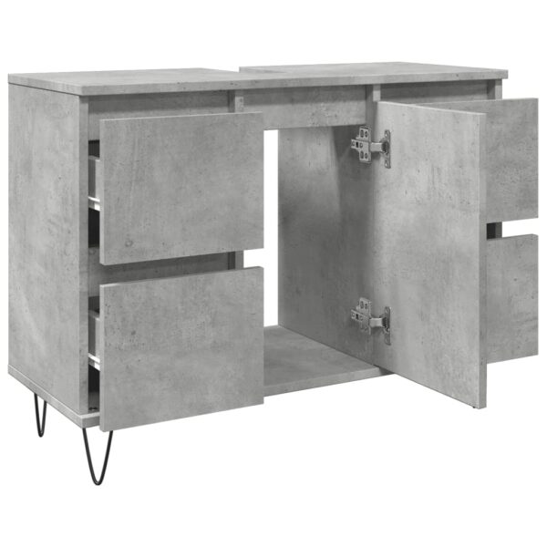 Móvel casa de banho 80x33x60 cm derivados madeira cinza cimento - Image 6
