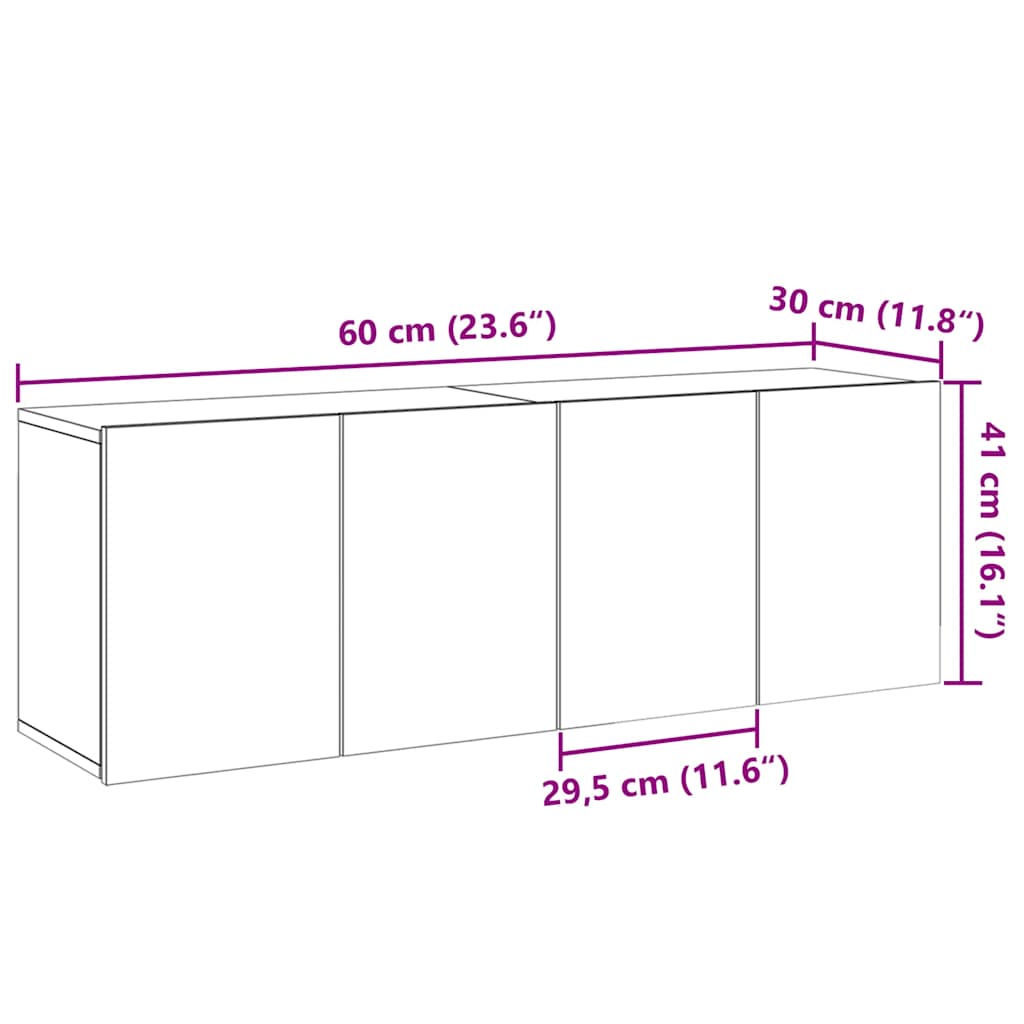 Móveis de parede para TV 2 pcs 60x30x41 cm carvalho artisiano - Image 11
