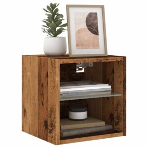 Móveis parede p/ TV luzes LED 2 pcs 30x28,5x30 cm madeira velha