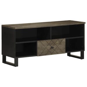 Móvel de TV 100x33x46 cm madeira de mangueira maciça preto
