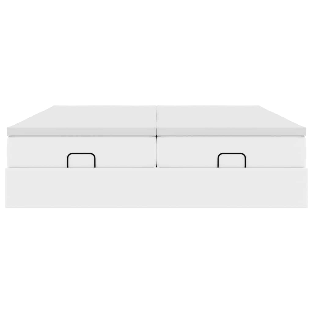 Estrutura de cama otomana com colchão branco couro falso - Image 4